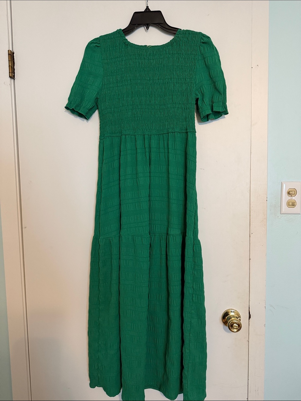 SHEIN Emerald Green Smocked Maxi Dress